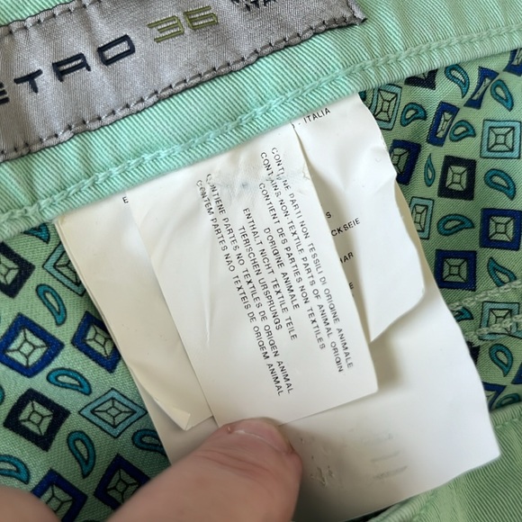 Etro Ponyhair Tag Cotton Mint Branded Leather Straight Leg Denim Jeans - Picture 12 of 15